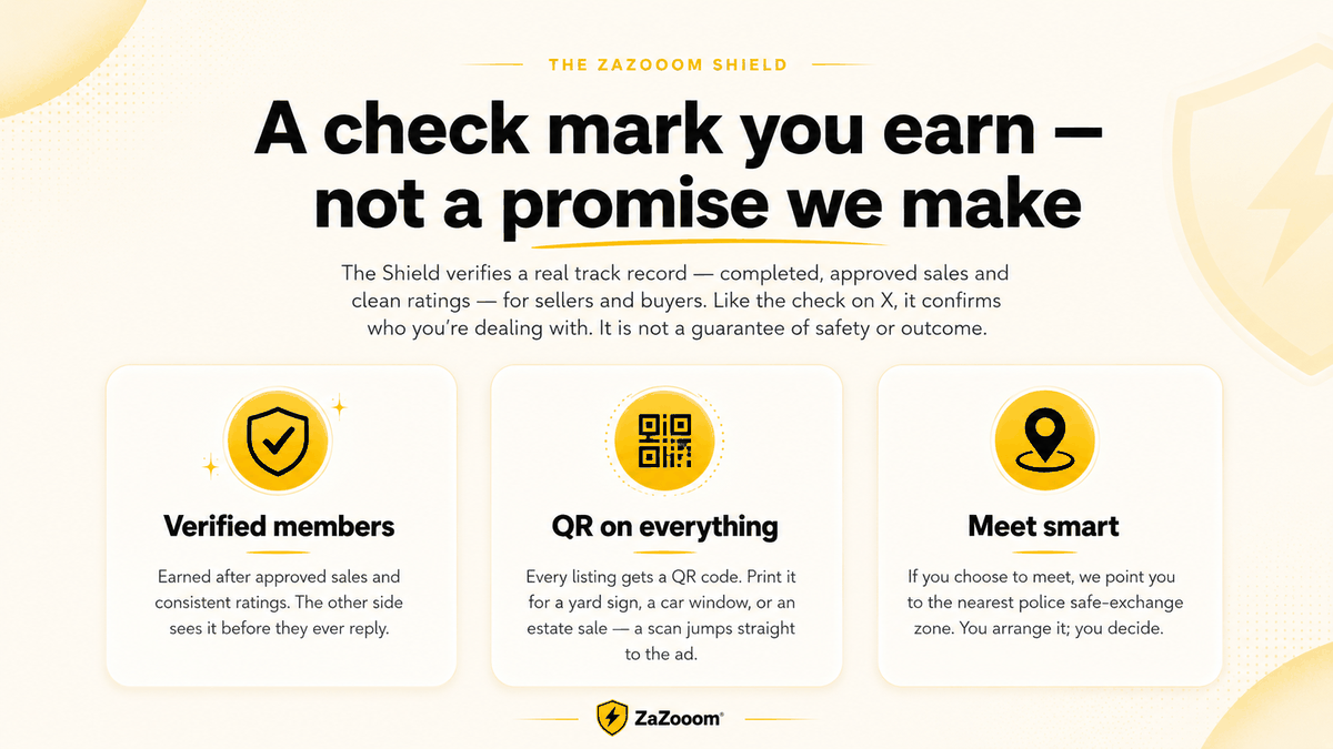 The ZaZooom Shield — a verified check mark you earn